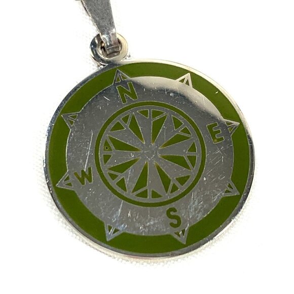 Alex and Ani Compass Charm Slider Necklace Silver Plated Green & Silver - Picture 2 of 9